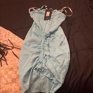 Fashion Nova Light Blue Strapless Dress